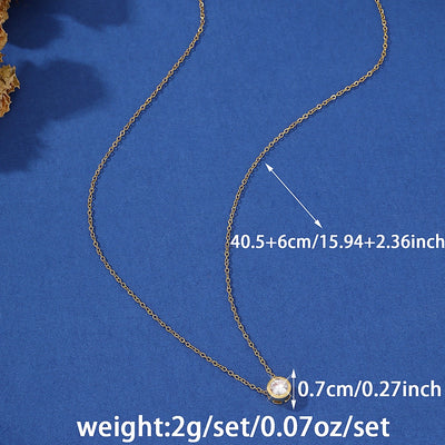 Jewelry Elegant Sweet Simple Style Round Copper Zircon Imitation Gold  Inlay Necklace