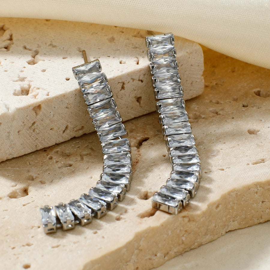 1 Pair Elegant Artistic Streetwear Tassel Asymmetrical Copper Glass K Gold Plated Rhodium Plated Ear Studs