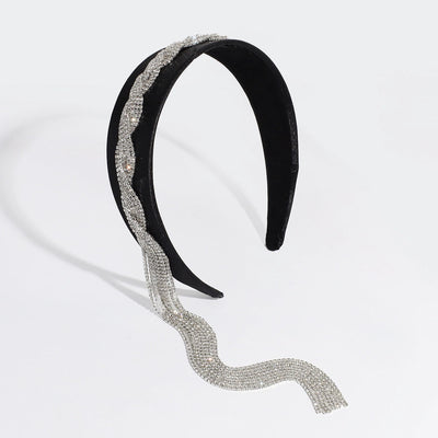 elegant tassel rhinestone sponge hair band 1 piece