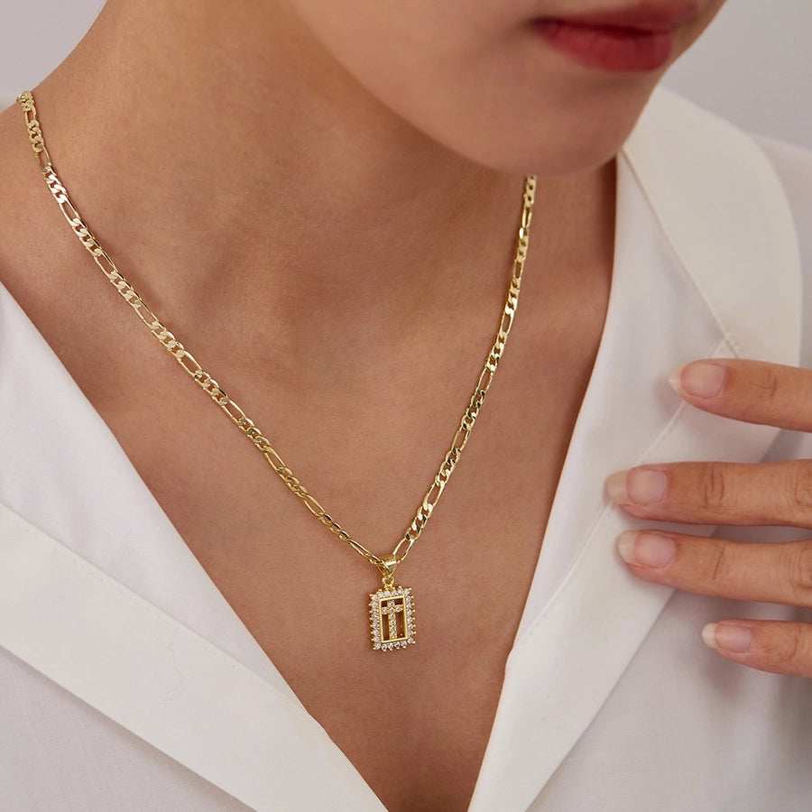 Jewelry French Style Simple Style Cross Copper 14K Gold Plated Pendant Necklace