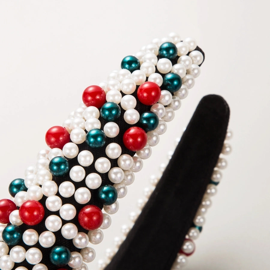 women's cute geometric imitation pearl cloth sponge inlay pearl hair band