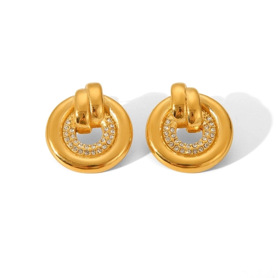 1 Pair IG Style Classic Style Round Flower Thread 304 Stainless Steel Titanium Steel 18K Gold Plated Ear Studs