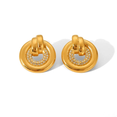 1 Pair IG Style Classic Style Round Flower Thread 304 Stainless Steel Titanium Steel 18K Gold Plated Ear Studs