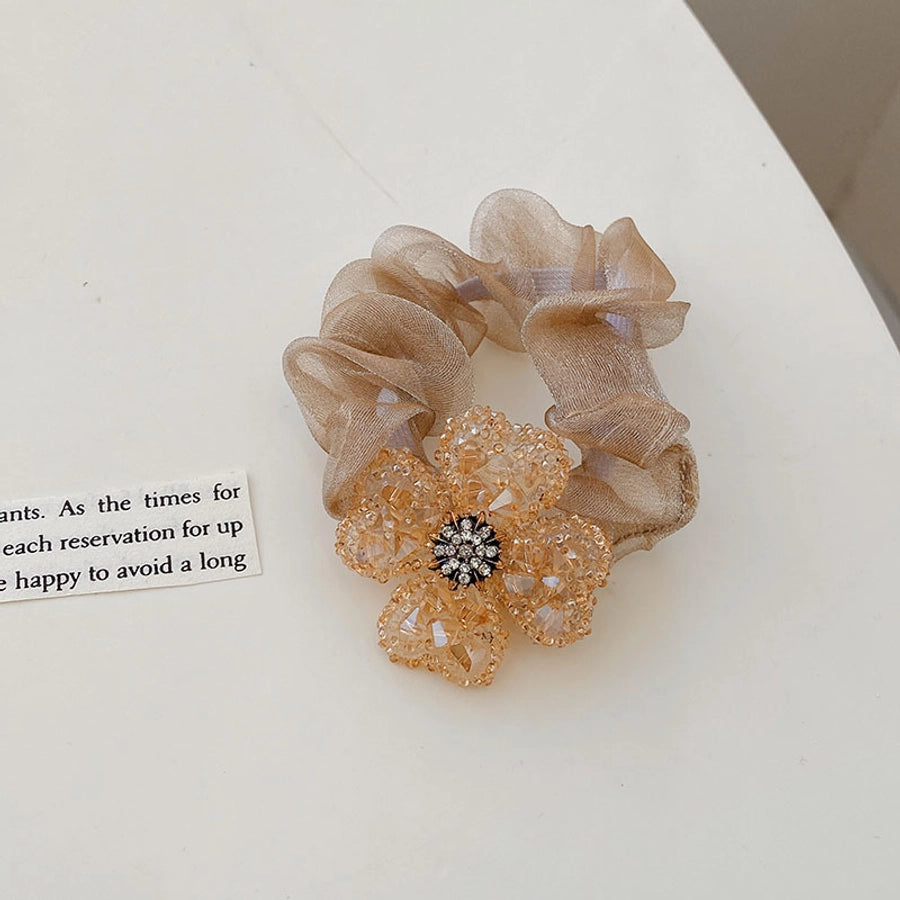 fashion bow knot cloth handmade rhinestones hair tie 1 piece