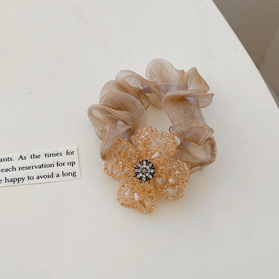 fashion bow knot cloth handmade rhinestones hair tie 1 piece