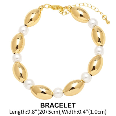 Copper 18K Gold Plated Oval Bracelets Necklace