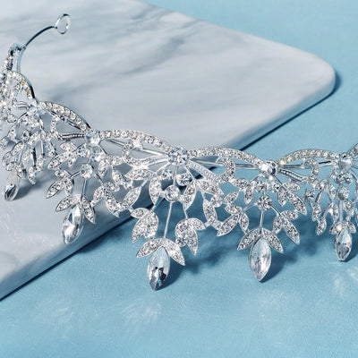 women's retro water droplets alloy inlay zircon crown