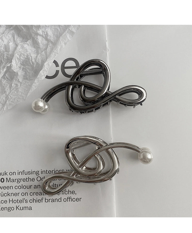 simple style notes alloy inlay pearl hair claws