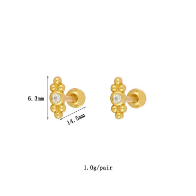 1 Pair Simple Style Geometric Star Inlay Copper Zircon Gold Plated Earrings Ear Studs