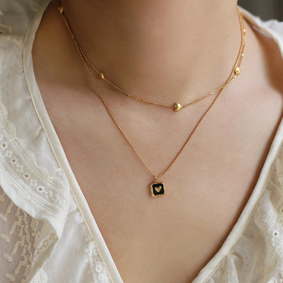 Jewelry IG Style Heart Shape 304 Stainless Steel 18K Gold Plated Necklace