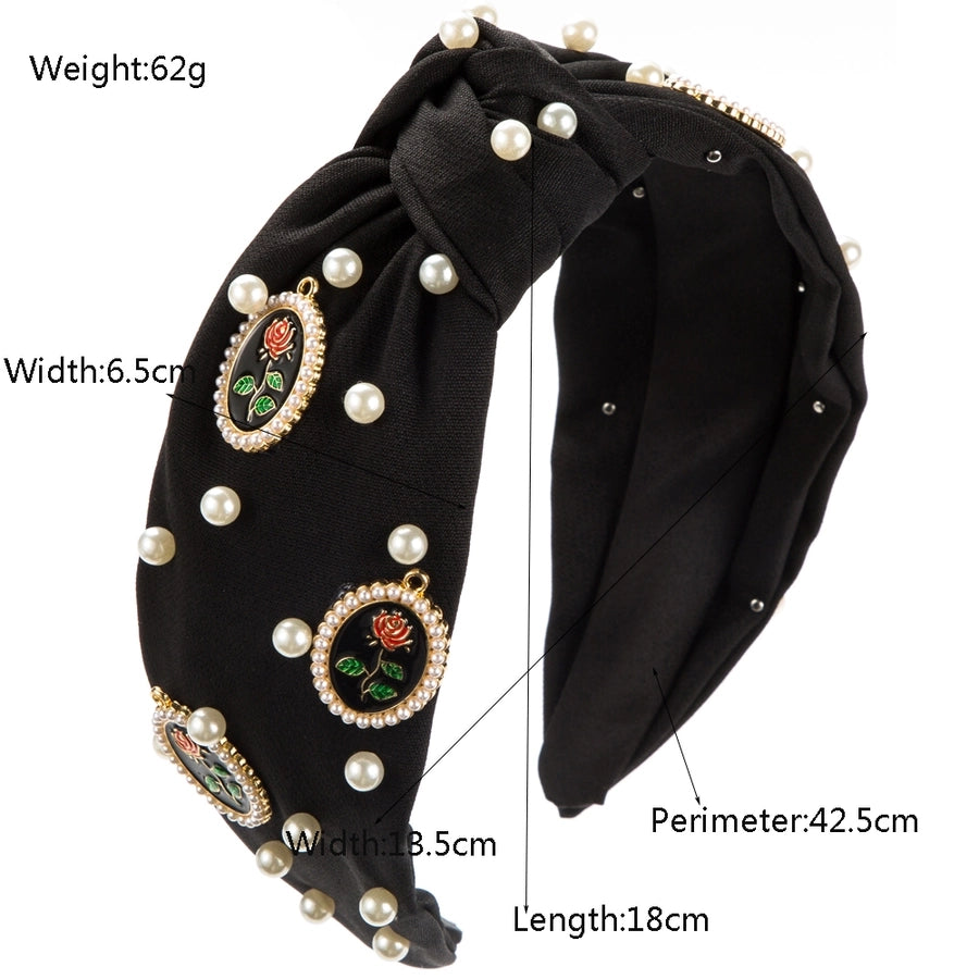 Women's Casual Vacation Classic Style Rose Alloy Cloth Inlay Artificial Pearls Hair Band