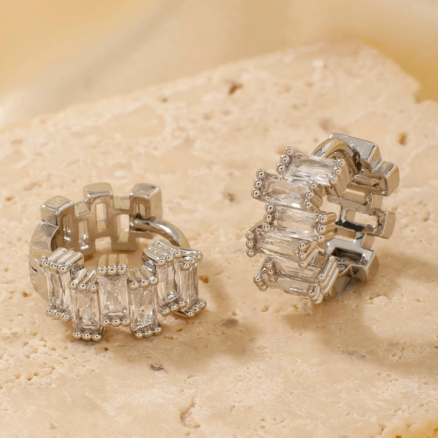 1 Pair Glam Simple Style Shiny Geometric Inlay Copper Zircon K Gold Plated Earrings