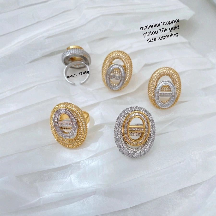 Jewelry Vintage Style Classic Style Geometric Copper Zircon Plating Open Rings