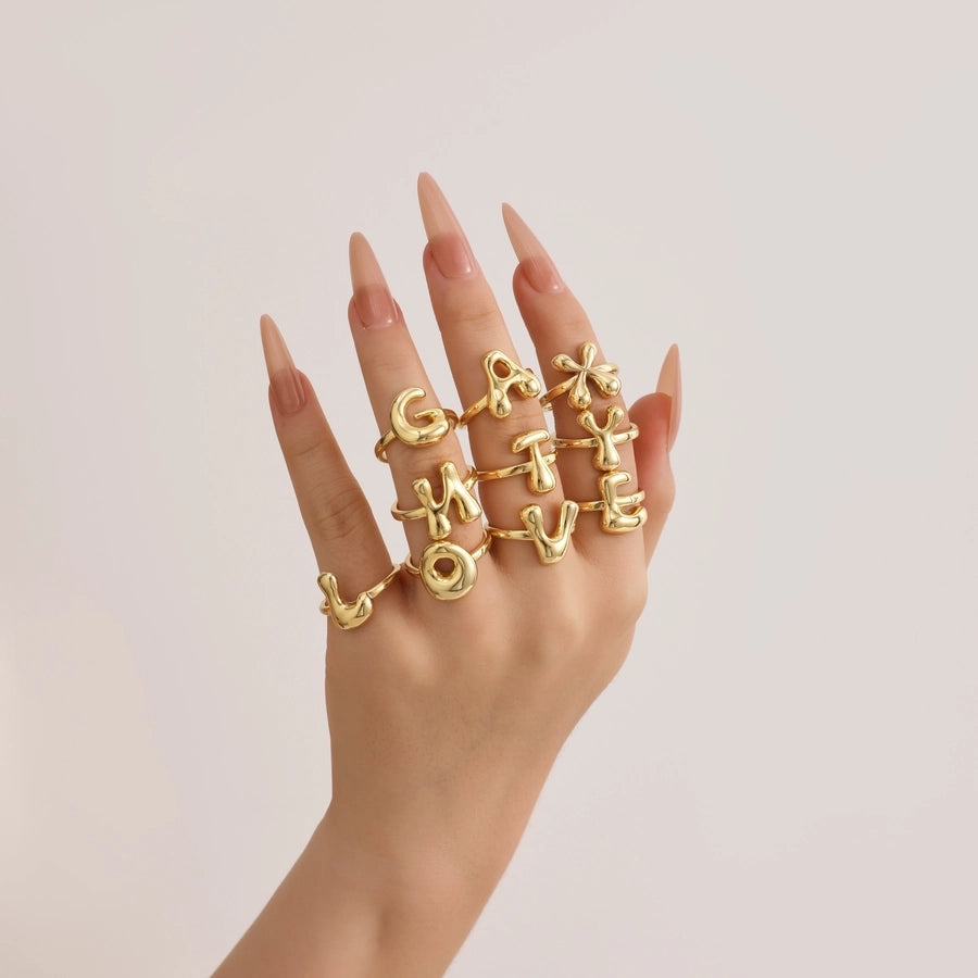 Copper Hollow Out Letter Copper Rings