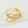 Wholesale Jewelry Casual Retro Solid Color Copper Zircon 14K Gold Plated Hollow Out Open Rings