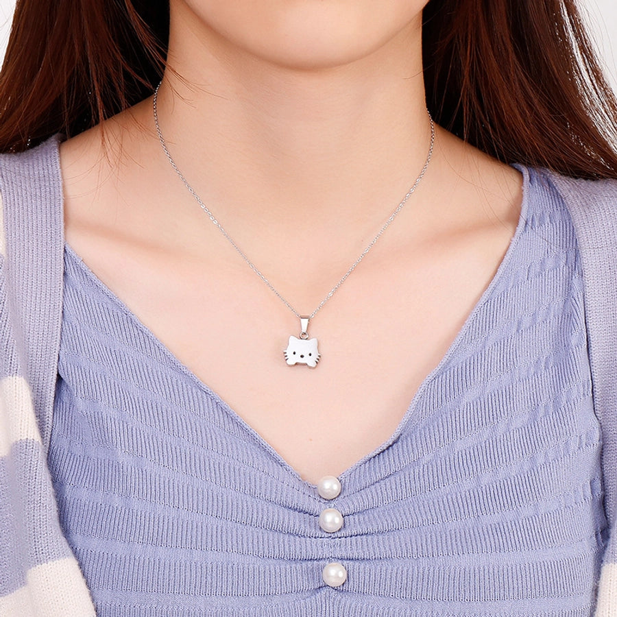 Jewelry Elegant Simple Style Streetwear Cat 304 Stainless Steel 18K Gold Plated Pendant Necklace