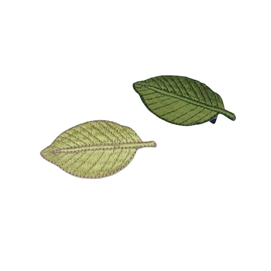 Green leaves embroidered hairpin sweet side clip Sen women's literary retro hairpin small fresh clip