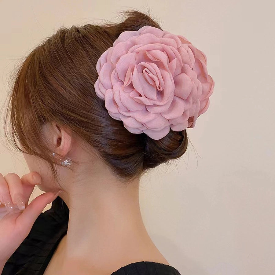 Fabric Flower Hairpin Headwear Back of Head Large Grab Clip Advanced Sense Hairpin Disc Hair Elegant Shark Clip Hair Accessories for Women