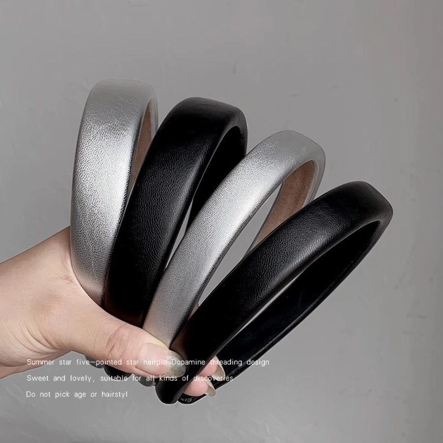 Women's Simple Style Solid Color Pu Leather Hair Band
