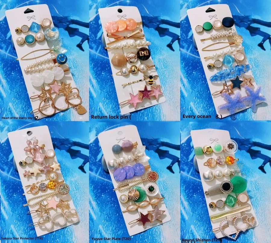 TikTok Pearl hairpin set Korean version of ten-piece set factory direct Japanese and Korean  Net Red Pearl hairpin set