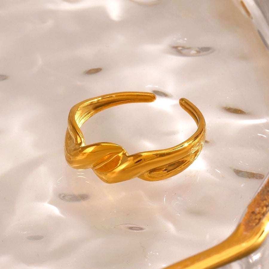Jewelry Simple Style Spiral 304 Stainless Steel 18K Gold Plated Polishing Rings