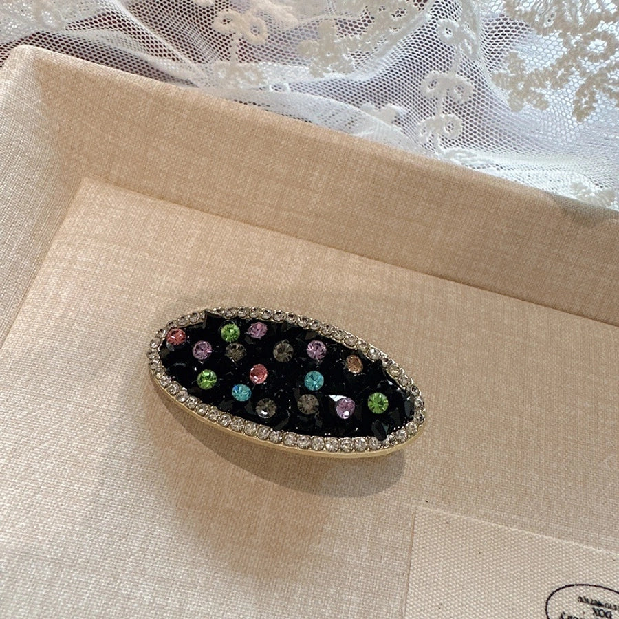 Women's Retro Simple Style Solid Color Rhinestone Hair Clip