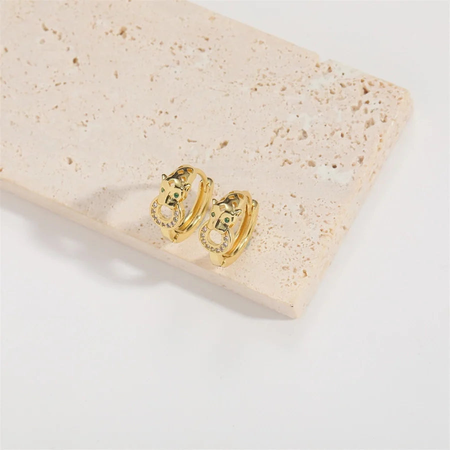 1 Pair Elegant Simple Style Commute Animal Devil's Eye Enamel Inlay Copper Zircon 14K Gold Plated Drop Earrings Earrings