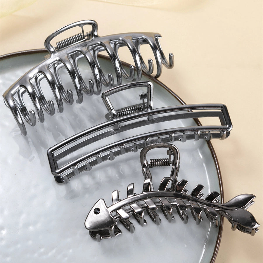 women's simple style geometric metal plating hair claws