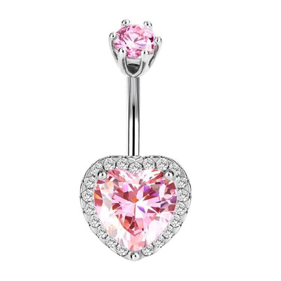 1 Piece Belly Rings Simple Style Heart Shape 316 Stainless Steel  Inlay Rhinestones