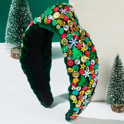 Christmas Classic Style Women's Christmas Tree Snowflake Alloy Sequins Hair Band