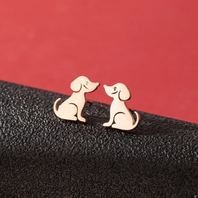 1 Pair Cute Simple Style Dog Polishing 304 Stainless Steel 18K Gold Plated Ear Studs