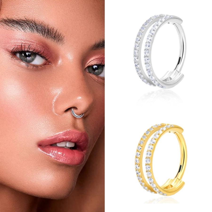 1 Piece Nose Rings & Studs Simple Style Classic Style O-Shape Pure Titanium Titanium Alloy Zircon 14K Gold Plated White Gold Plated Ear Cartilage Rings & Studs Nose Rings & Studs