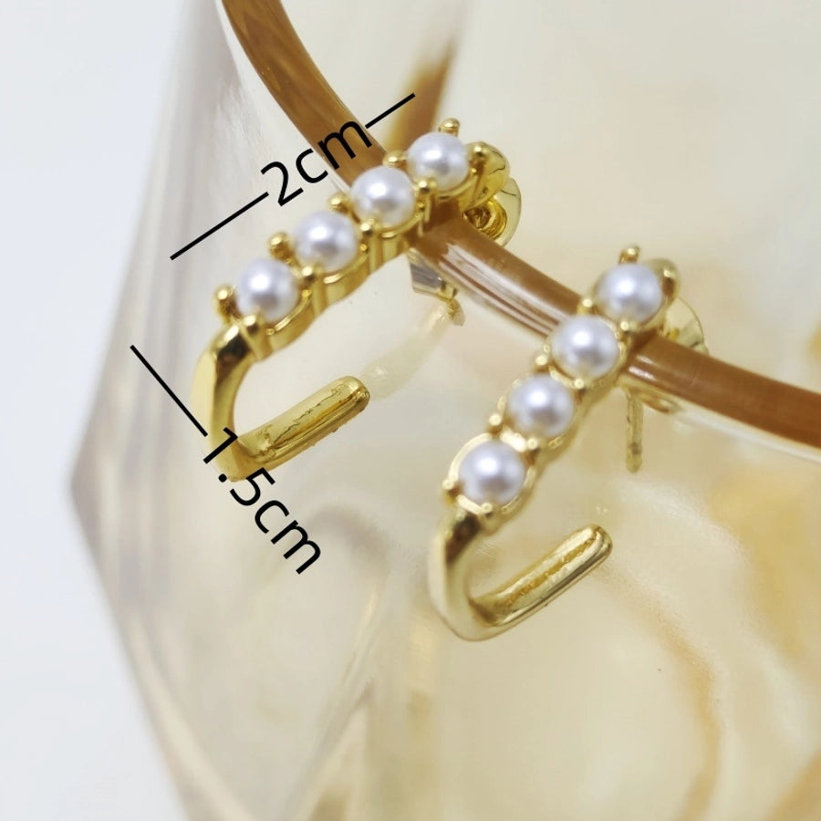 1 Pair Elegant Sweet Pearl Flower 304 Stainless Steel 18K Gold Plated Ear Studs