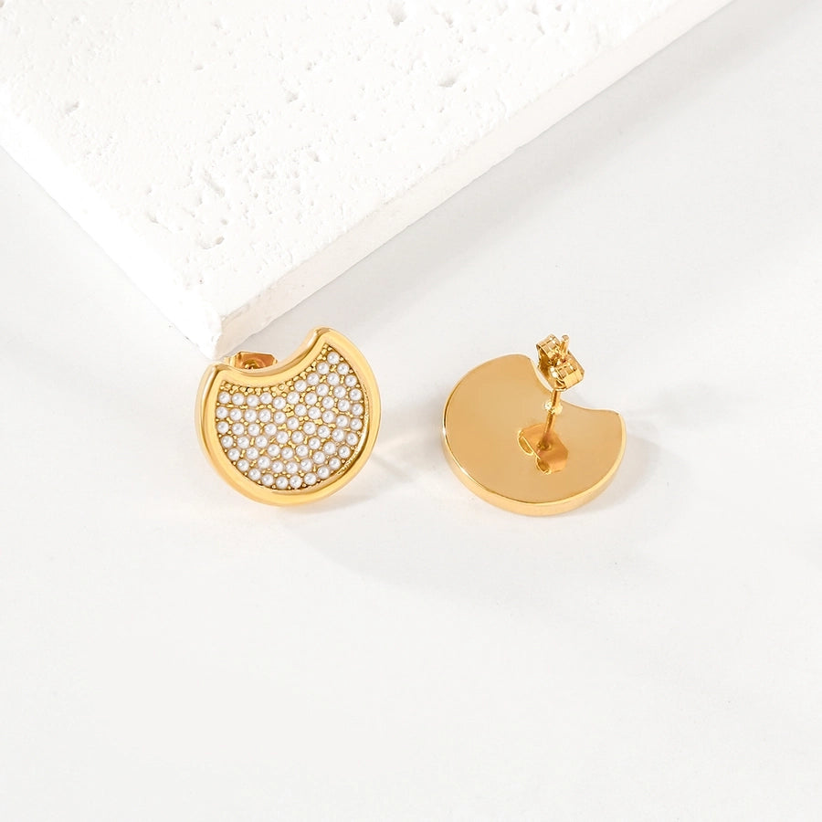 1 Pair Elegant Cute U Shape Geometric 304 Stainless Steel Artificial Pearls Earrings Ear Studs