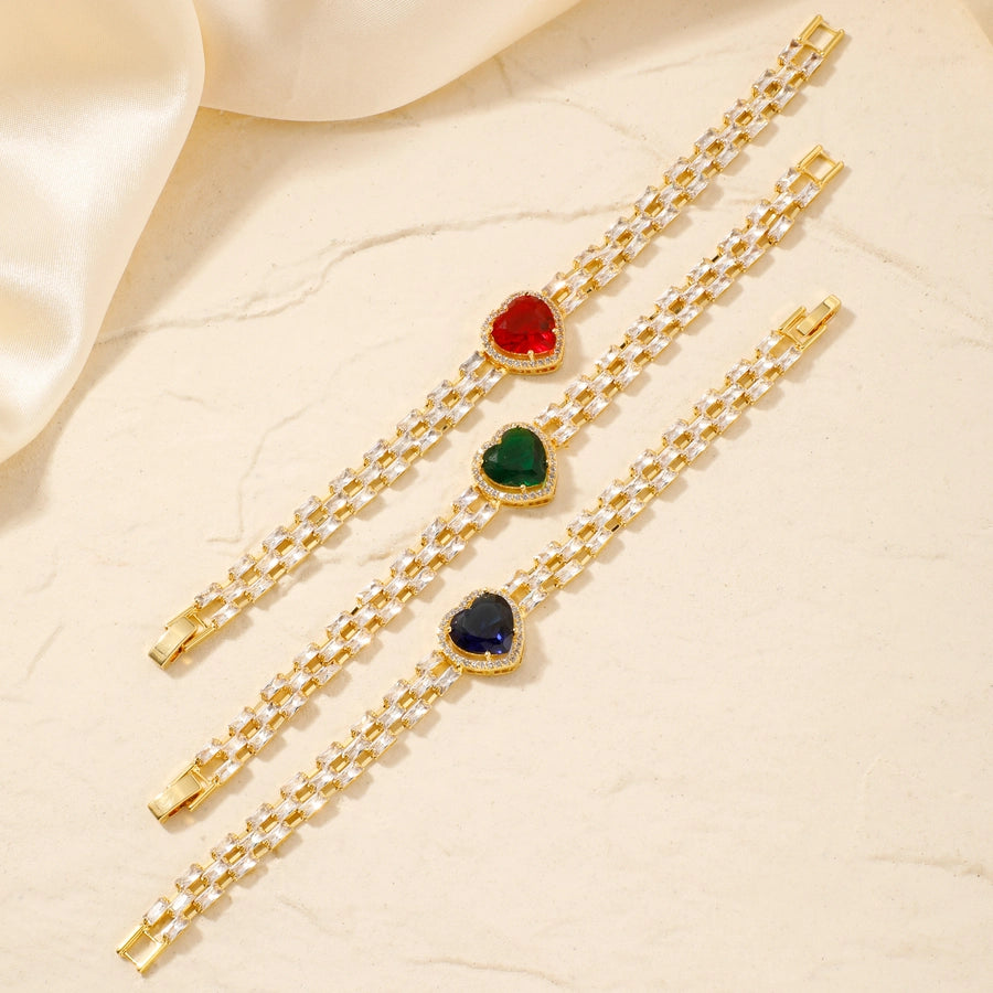 Copper K Gold Plated Inlay Water Droplets Zircon Bracelets