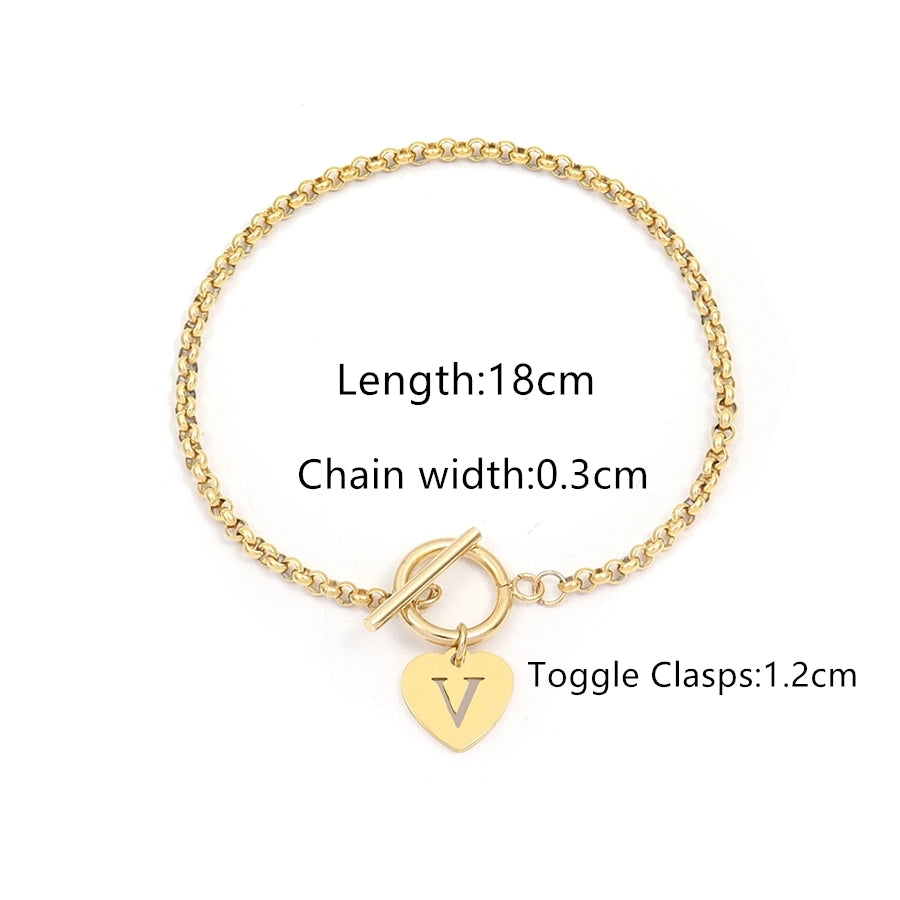 Elegant Simple Style Classic Style Letter 201 Stainless Steel 304 Stainless Steel Bracelets In Bulk