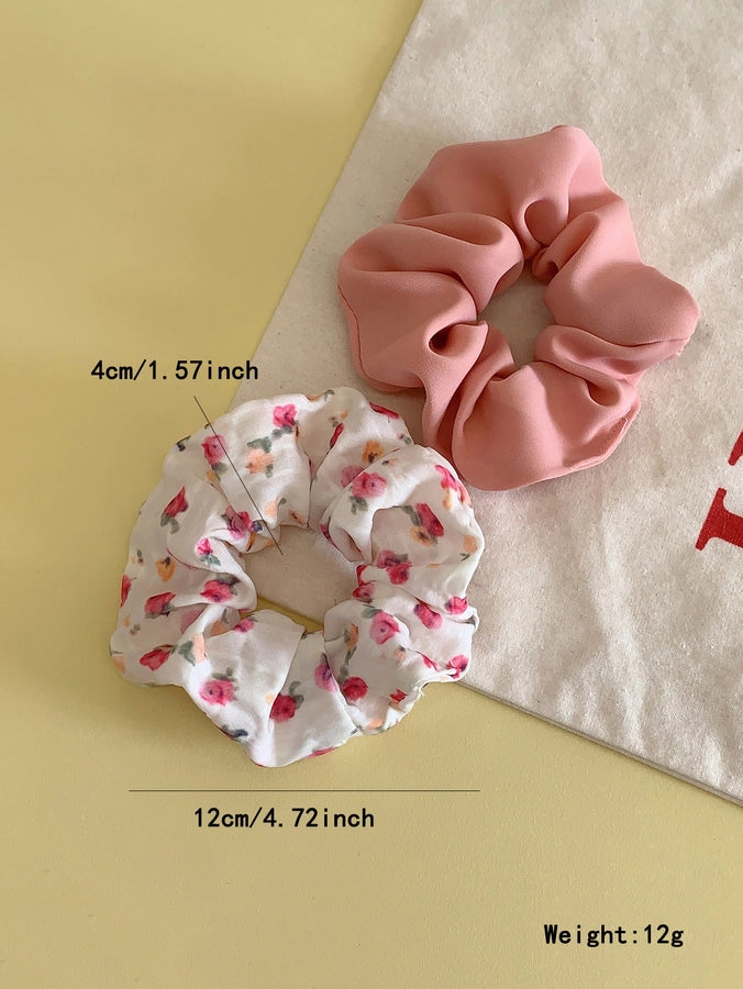 Women's Sweet Simple Style Ditsy Floral Solid Color Cloth Hair Tie