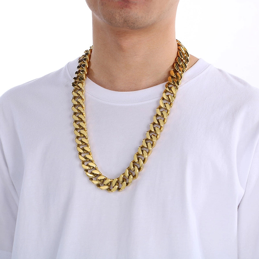 Domineering Fashion Personalized Stainless Steel Vacuum Electroplating Four-Sided Grinding Men's Necklace