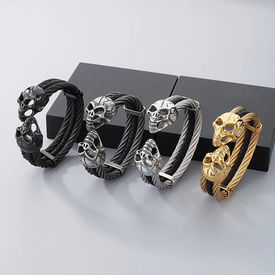 Business Lion's head Wolf Head Skull 304 Stainless Steel 18K Gold Plated Men's Bangle