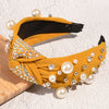 fashion solid color cloth inlay pearl hair band 1 piece