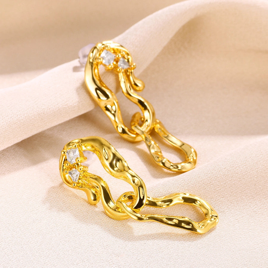 1 Pair Elegant Simple Style Geometric Alloy 18K Gold Plated Drop Earrings