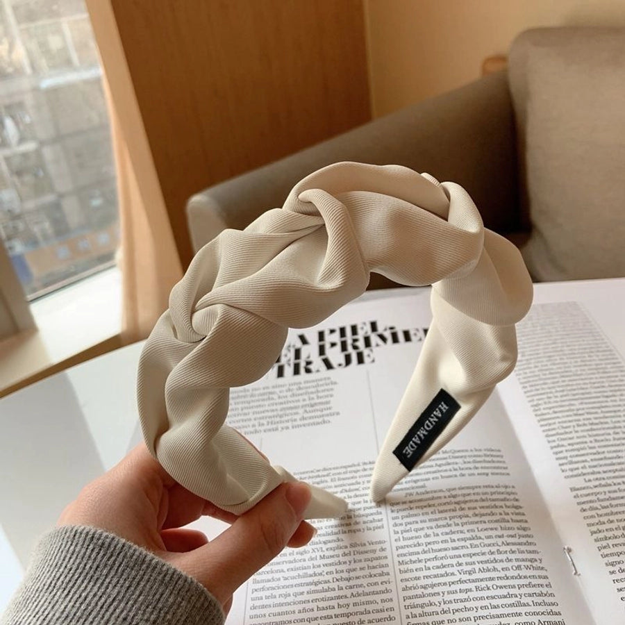 sweet solid color cloth pleated hair band