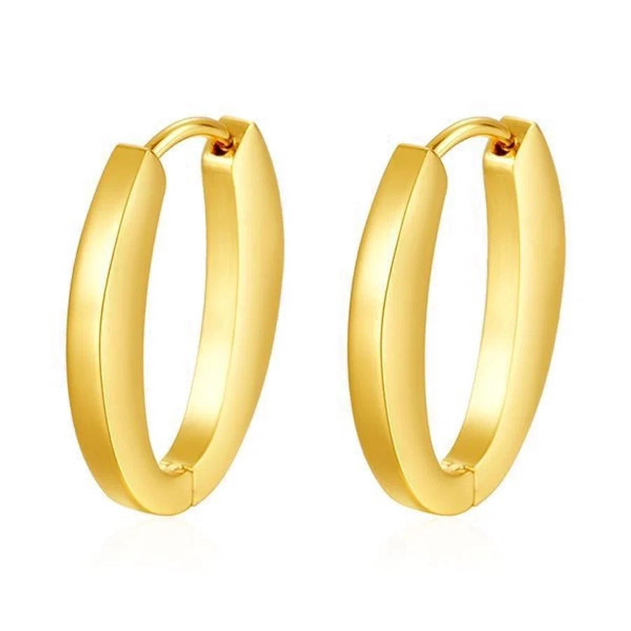 1 Pair Retro Simple Style Solid Color Plating 304 Stainless Steel 18K Gold Plated Earrings