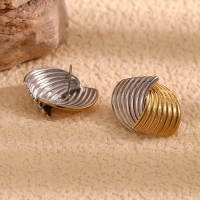 1 Pair Simple Style Geometric Mixed Metal 304 Stainless Steel 18K Gold Plated Ear Studs