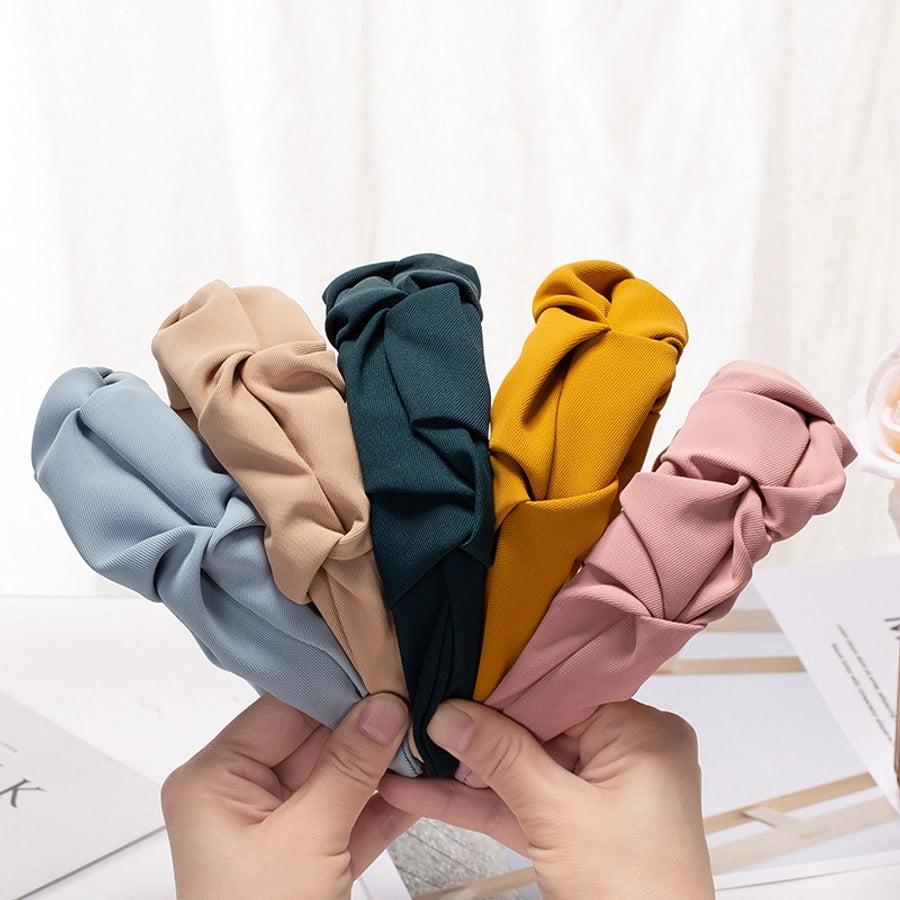 sweet solid color cloth pleated hair band