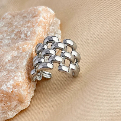 Jewelry Casual Retro Simple Style Round 201 Stainless Steel 18K Gold Plated Plating Adjustable Ring