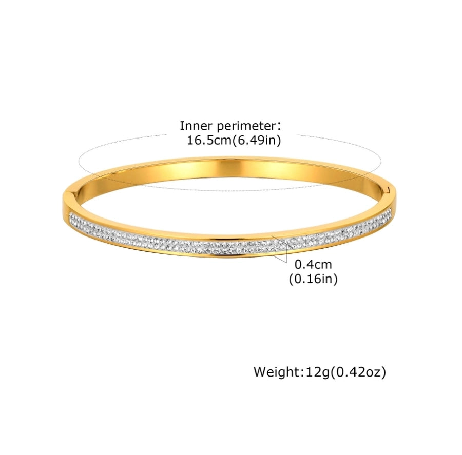 Classic Style Solid Color 304 Stainless Steel 18K Gold Plated Bangle In Bulk