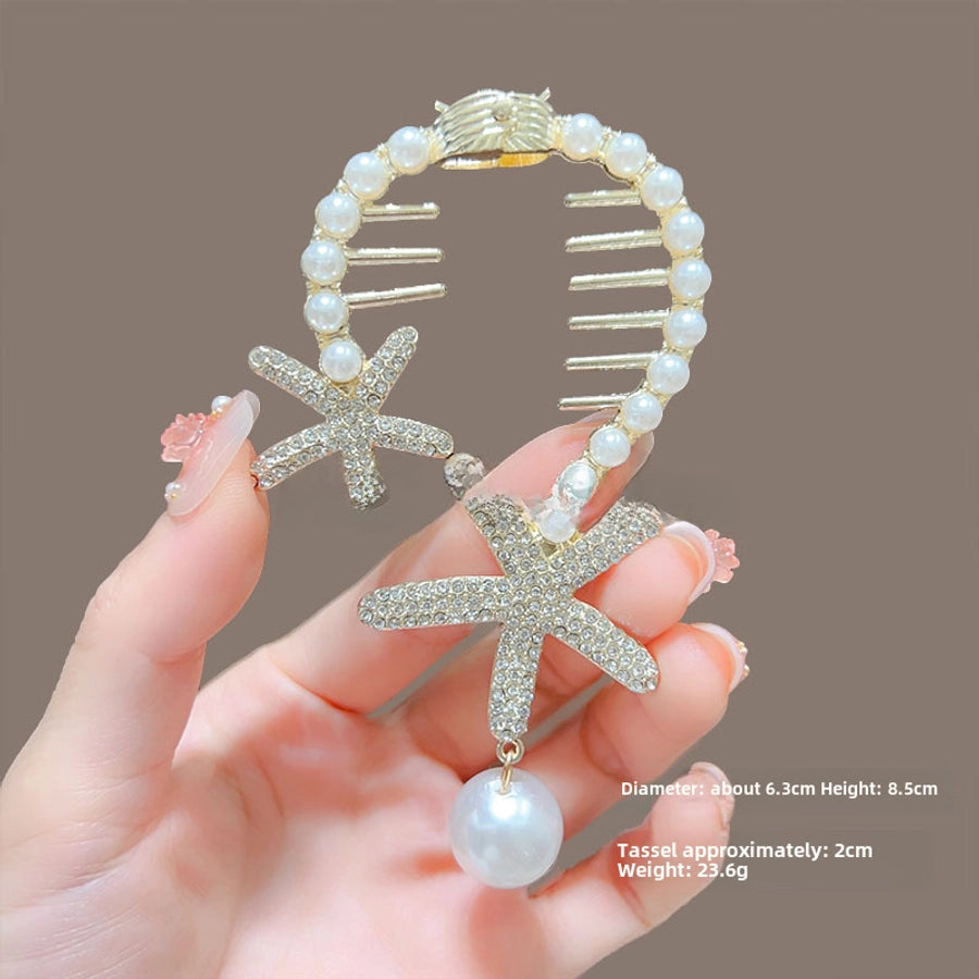 Children's ball head fixed artifact Pearl Rhinestone grip clip does not hurt the hair back of the head ponytail buckle girl hairpin headdress