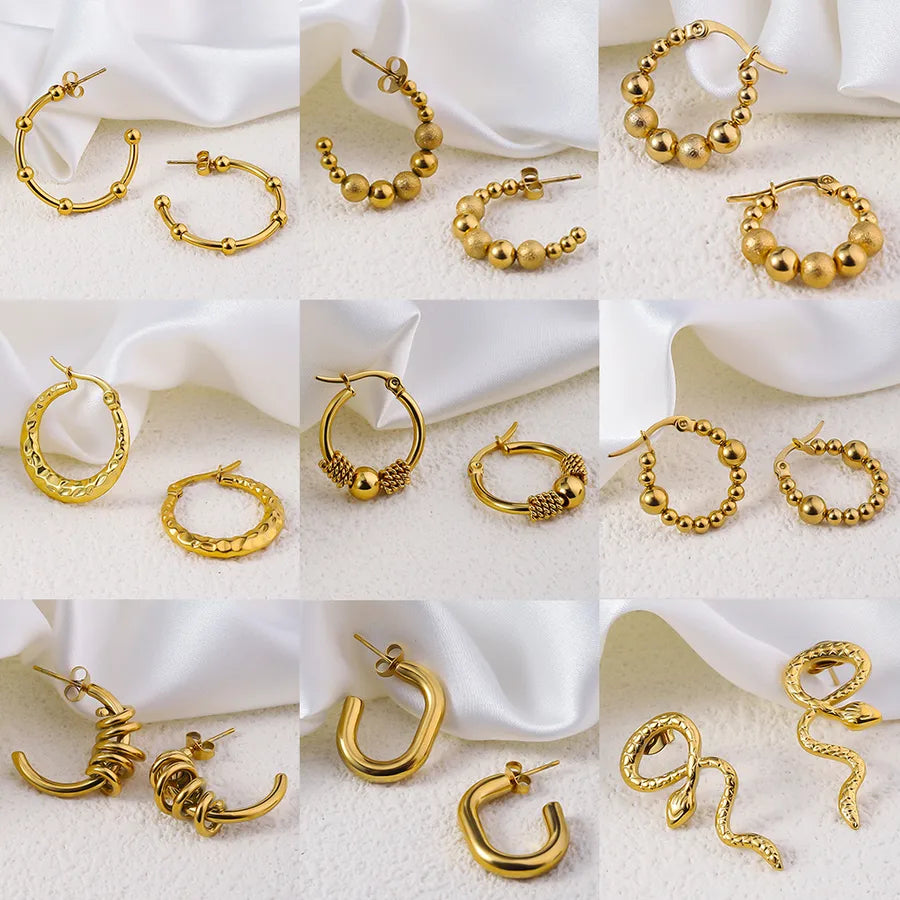 1 Pair Simple Style Commute Geometric Heart Shape Plating Titanium Steel Drop Earrings Earrings Ear Studs