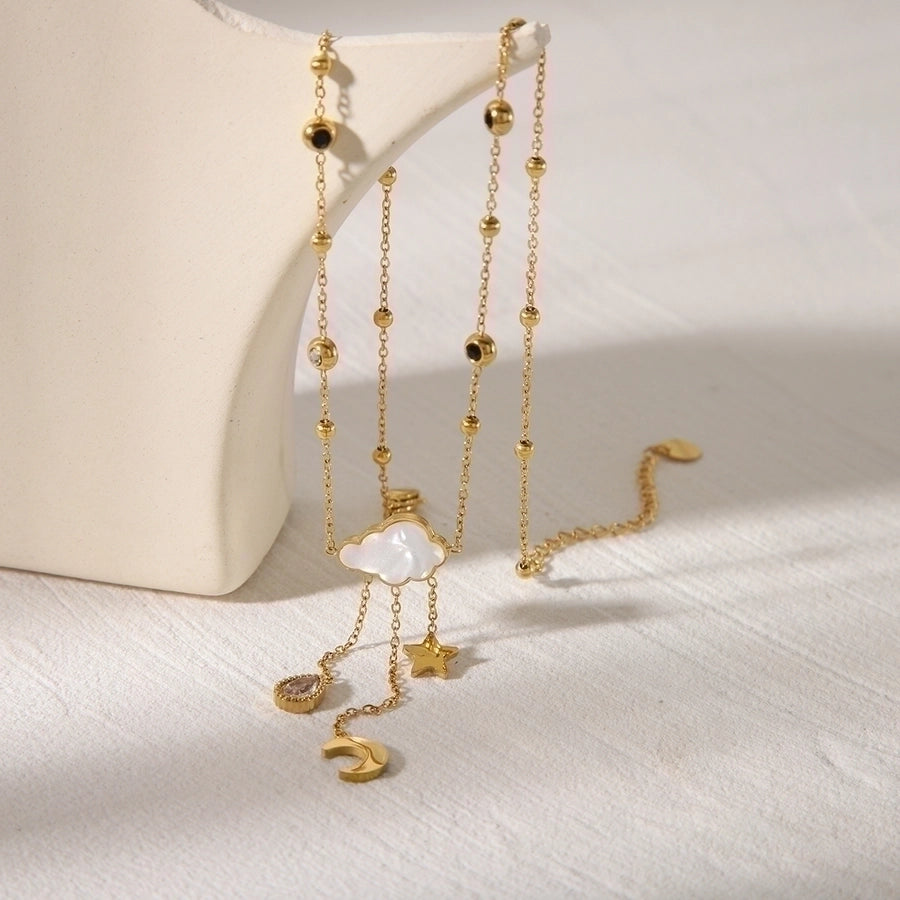 Jewelry French Style Simple Style Clouds Star Moon 304 Stainless Steel 18K Gold Plated Jewelry Set